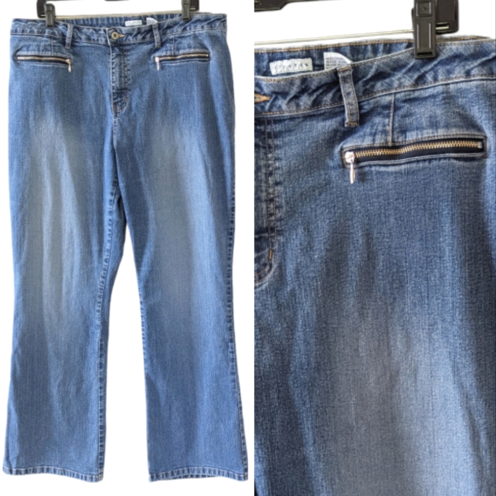 Vintage Y2K Carolina Blues 20W Jeans Zipper Pockets Denim Light Wash Bootleg 2X